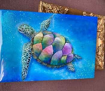 ジンベイザメ　海亀　珊瑚　アクリル画　原画　レジンアート可能　海　沖縄　絵画 717jZkL+y+L._UF350,350_QL50_.jpg